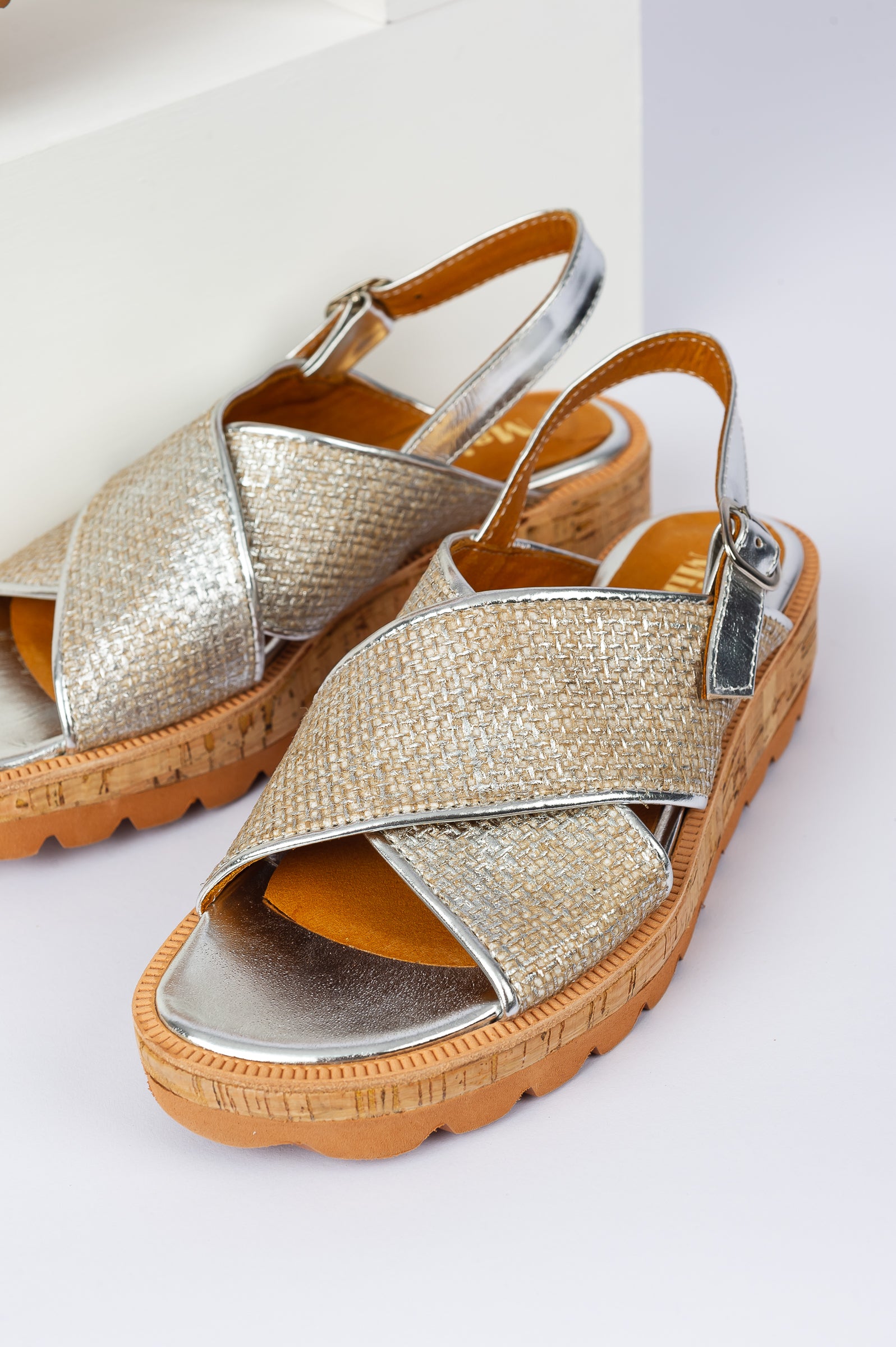 Sandalias RAFIA Metallic Silver