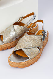 Sandalias RAFIA Metallic Silver